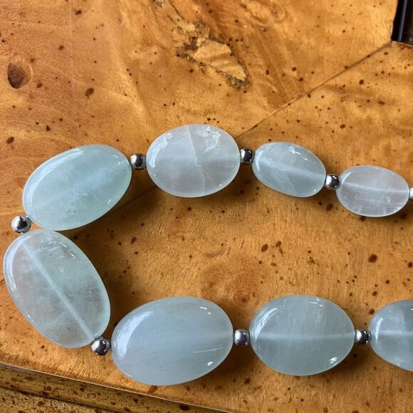 Natural Aquamarine Sterling Silver Necklace - Picture 2 of 9